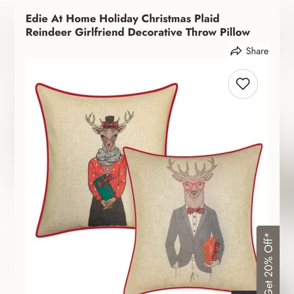 levinsohn textiles Other - Edie at home reindeer boyfriend and girlfriend pillow set of 2